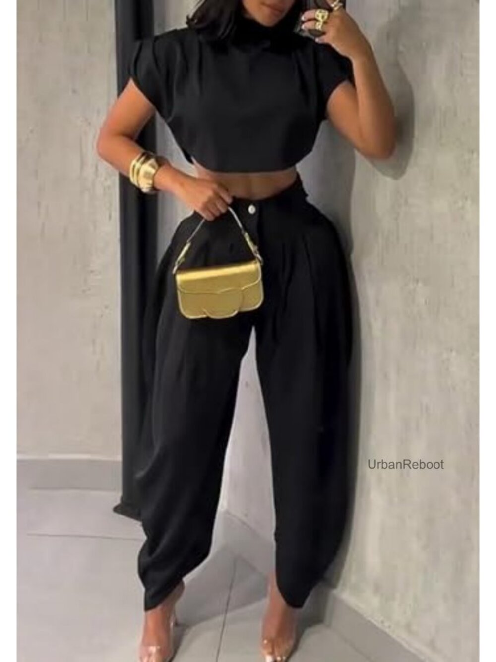 High Waisted Wide Leg Pleated Dress Pants Business Casual Slacks - Picture 3 of 6